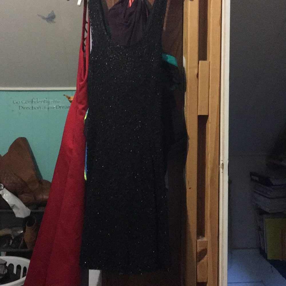 Black beaded cocktail dress